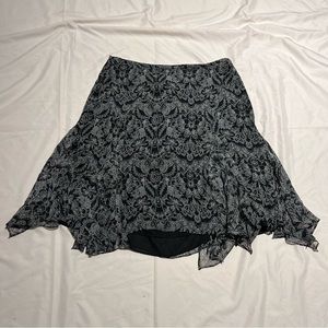 100% Silk B&W Floral Flowy Fairy Skirt